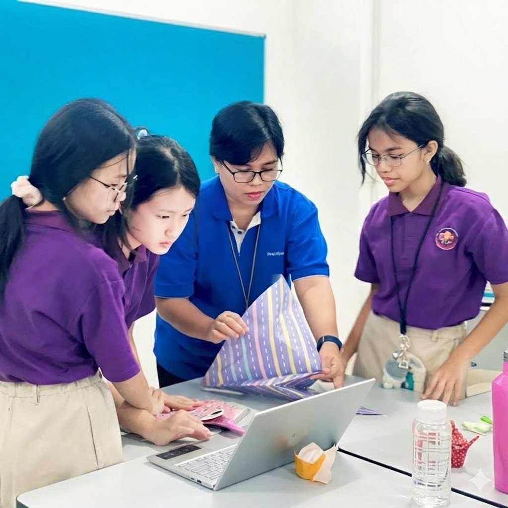 Siswa EduVision Academy sedang berkolaborasi dalam pembelajaran berbasis proyek yang mengembangkan keterampilan berpikir kritis dan kreativitas